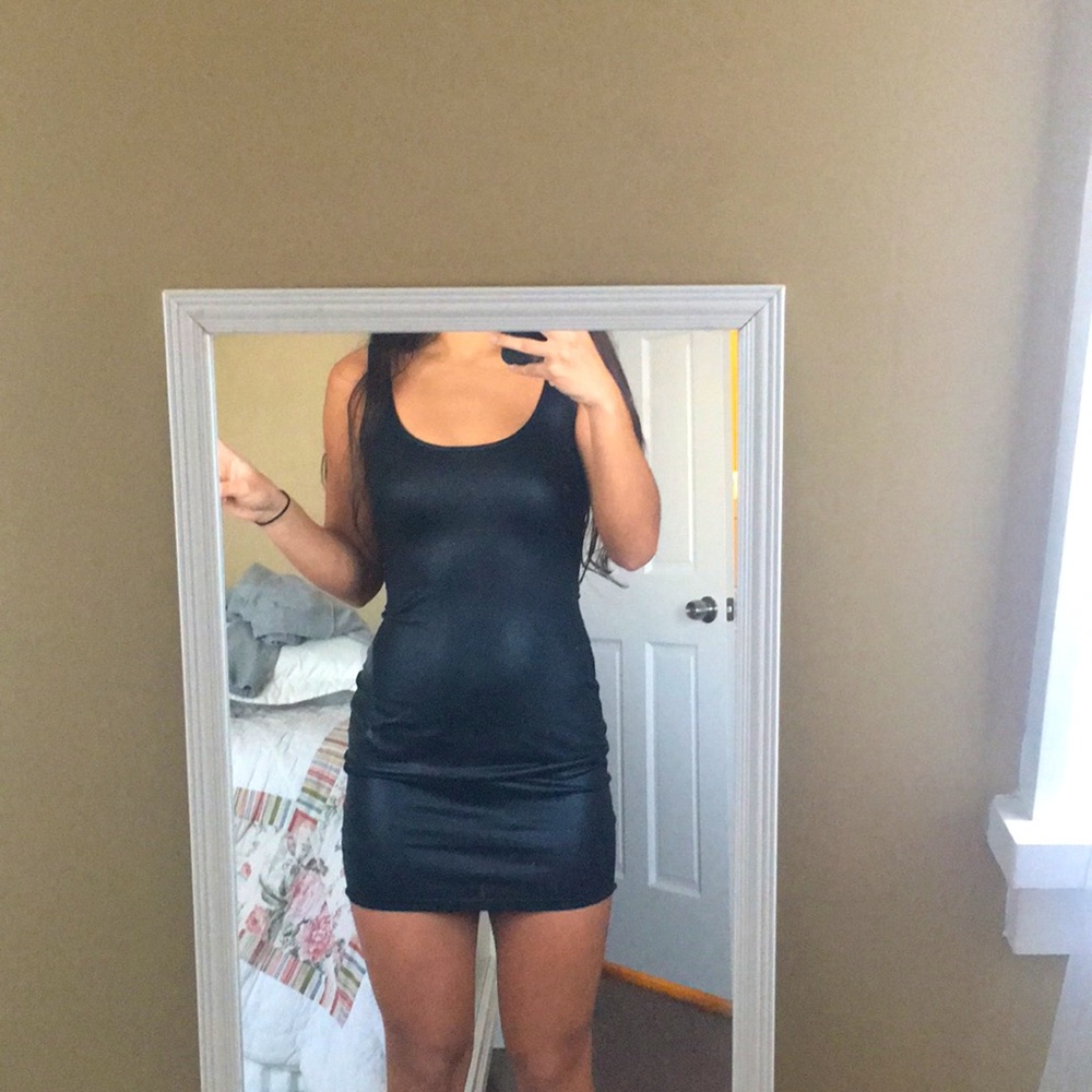 Black pu leather dress